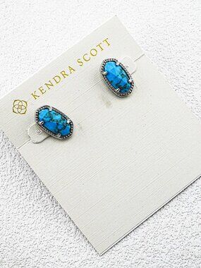 Kendra Scott Gold Veined Turquoise Stud Earrings